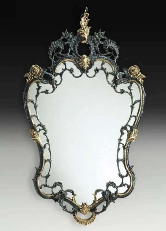 Casa Padrino Luxus Barock Bronze Spiegel Blau / Gold H. 110 cm - Barock Möbel Sichere Zahlung