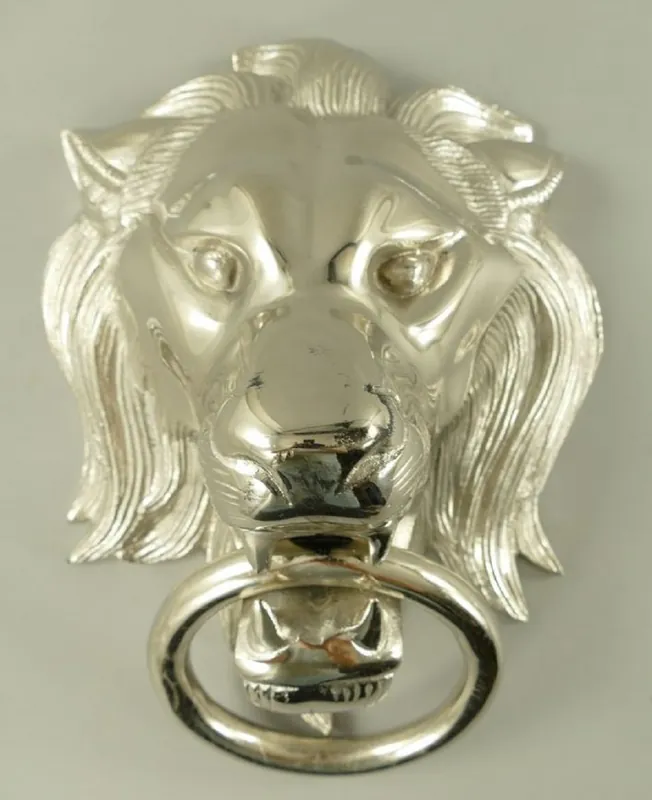 Billig Casa Padrino Barock Aluminium Türklopfer Löwe Silber H. 40 cm - Barock Deko Accessoires