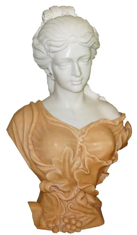 Casa Padrino Luxus Jugendstil Deko Marmor Büste Dame Weiß / Beige H. 65 cm Geprüft