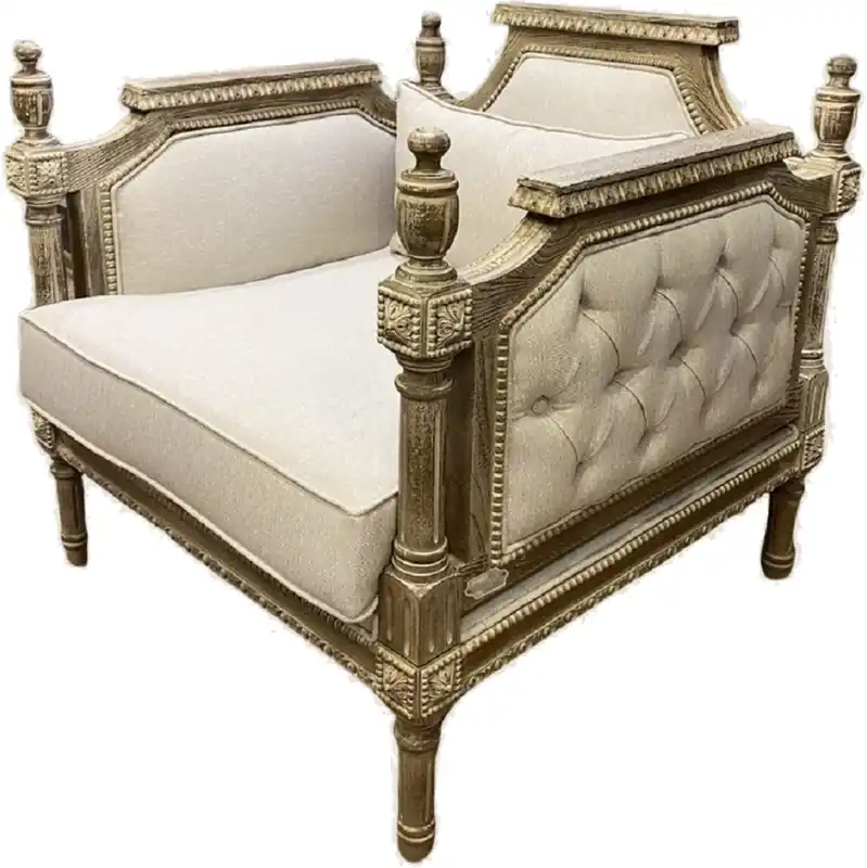 Pompöös by Casa Padrino Luxus Barock Sessel Provence Beige / Grau-Braun - Designed by Harald Glööckler Schneller Versand