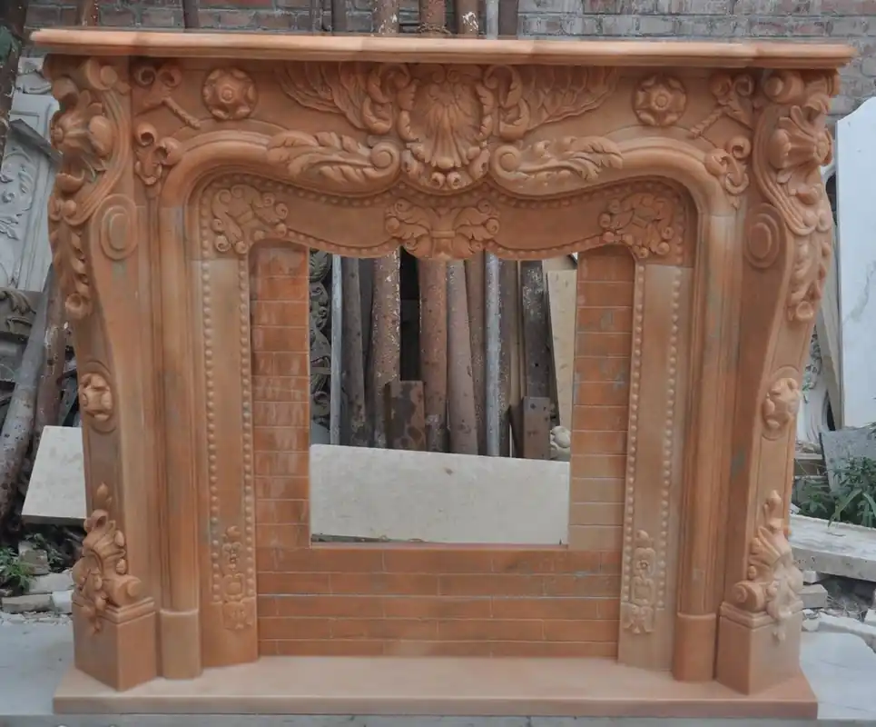 Casa Padrino Luxus Barock Marmor Kaminumrandung Hellrot 150 x 30 x H. 120 cm - Barock Möbel Solange Der Vorrat Reicht