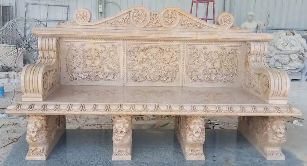 Kracherpreis Casa Padrino Luxus Barock Marmor Gartenbank Beige 190 x H. 120 cm - Barock Marmor Garten Möbel