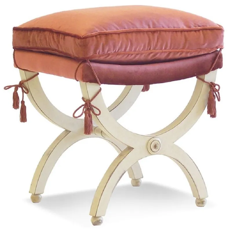 Highlight Casa Padrino Luxus Barock Hocker Rosa / Creme / Gold H. 48 cm - Barock Möbel - Made in Italy
