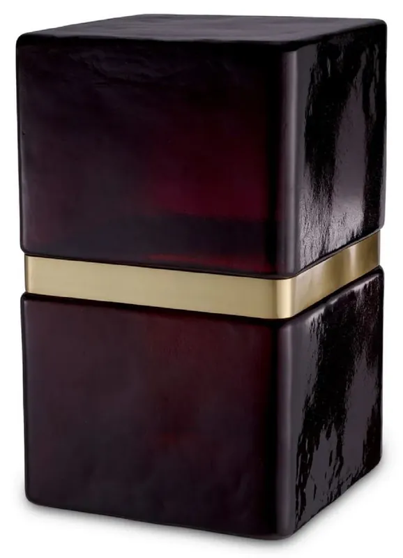 Top-Seller Casa Padrino Luxus Glas Beistelltisch Schwarz / Antik Messing 30 x 30 x H. 49,5 cm - Luxus Möbel