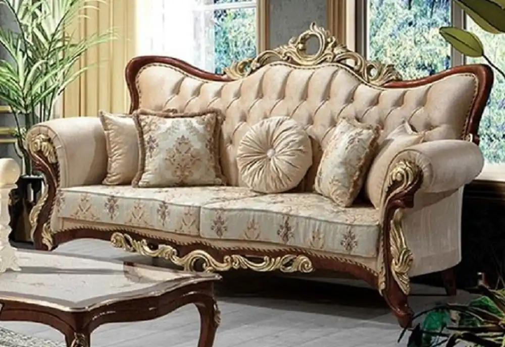 Abverkauf Casa Padrino Luxus Barock Sofa Beige / Braun / Gold 230 cm - Barock Wohnzimmer Möbel