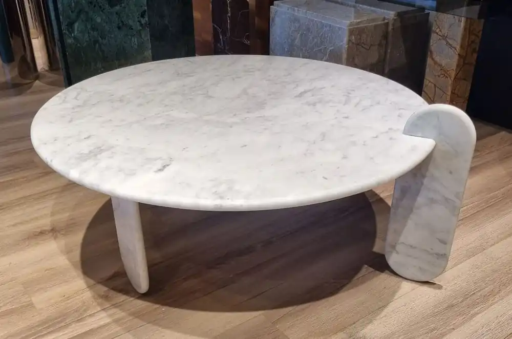 Casa Padrino Luxus Marmor Couchtisch Weiß 140 cm - Luxus Wohnzimmer Möbel Must-Have