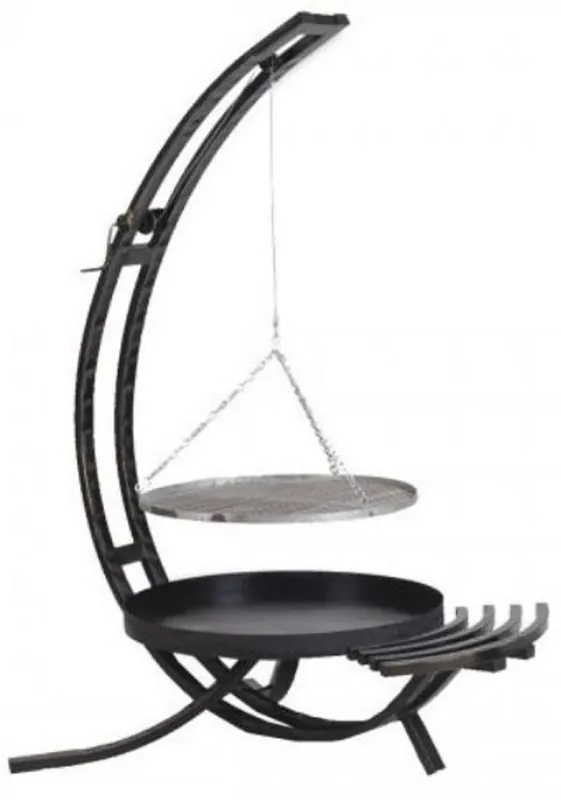 Casa Padrino Luxus Metall Schwenkgrill Schwarz / Silber 80 x 70 x H. 190 cm Mega-Angebot