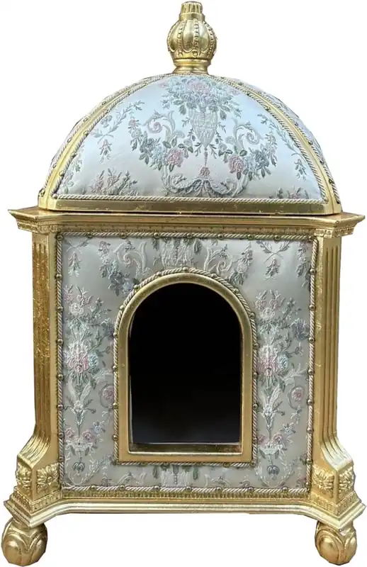 Echt Pompöös by Casa Padrino Barock Katzenhaus Provence Silber / Gold - designed by Harald Glööckler