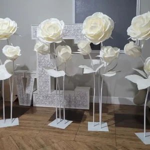 Casa Padrino Luxus XXL Deko Rosen 6er Set Weiß / Creme Ø 55 x H. 180 cm - Hochzeits Deko Accessoirs Solange Der Vorrat Reicht