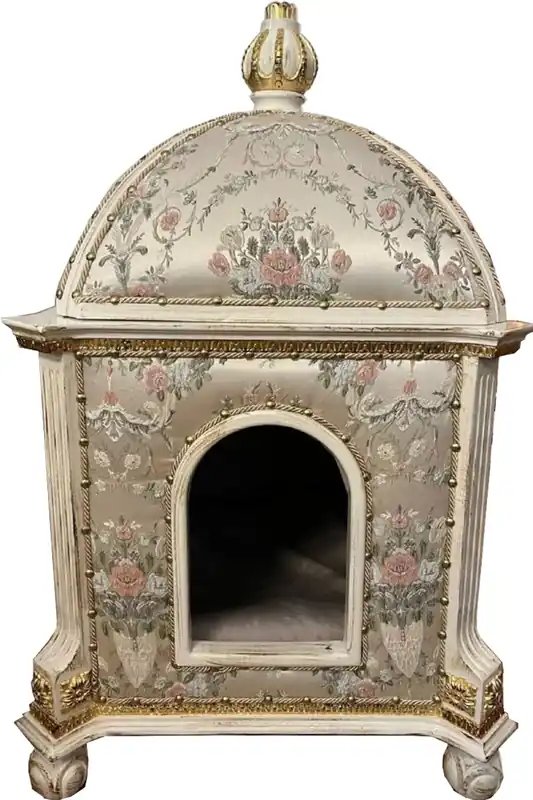 Pompöös by Casa Padrino Barock Katzenhaus Silber / Creme - designed by Harald Glööckler Versand Am Gleichen Tag