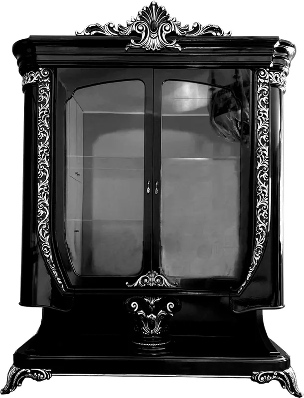 Schnäppchen Casa Padrino Luxus Barock Vitrine Schwarz / Silber - Handgefertigte Barock Möbel
