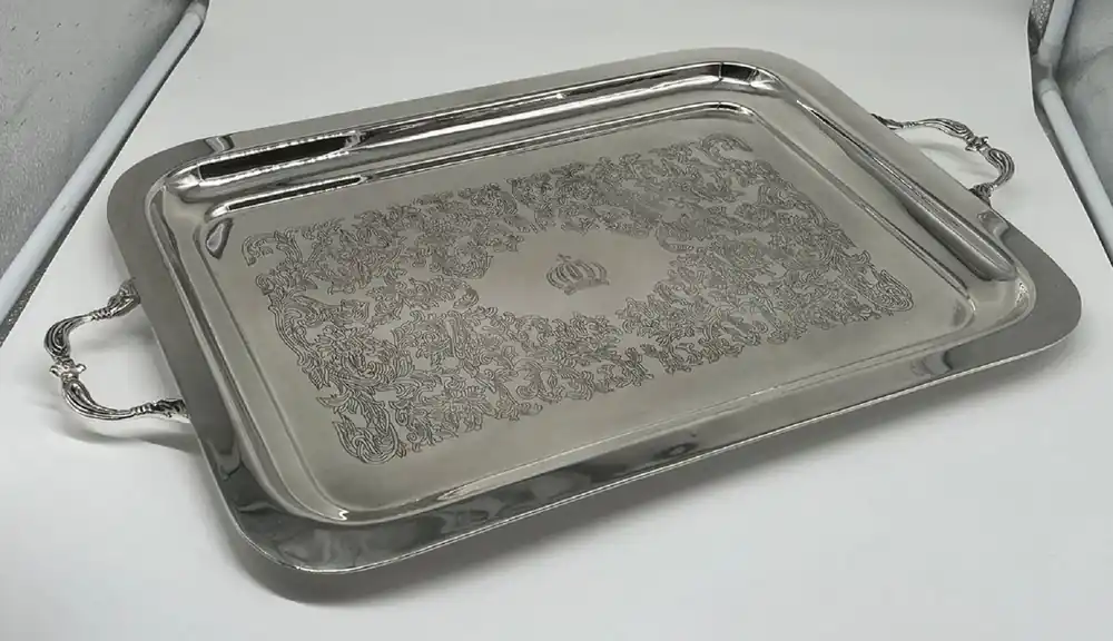 Sonderangebot Pompöös by Casa Padrino Luxus Barock Serviertablett Krone Silber 53 cm - designed by Harald Glööckler