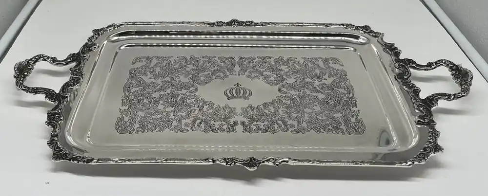 Heißes Angebot Pompöös by Casa Padrino Luxus Barock Serviertablett Krone Silber 52 cm - designed by Harald Glööckler