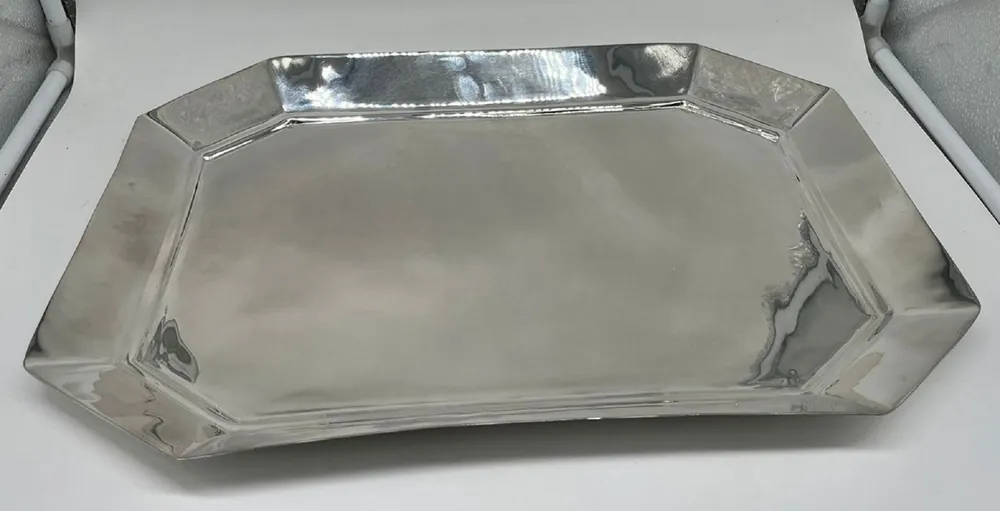 Casa Padrino Luxus Messing Serviertablett Silber 46 cm - Gastronomie Accessoires Preiswert