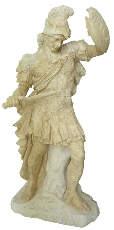 Sonderangebot Casa Padrino Antik Stil Marmor Skulptur römischer Soldat links Beige / Grau H. 210 cm