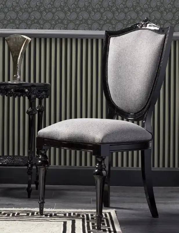 Casa Padrino Luxus Barock Esszimmer Stuhl Silbergrau / Schwarz H. 125 cm - Barock Esszimmer Möbel Sichere Zahlung