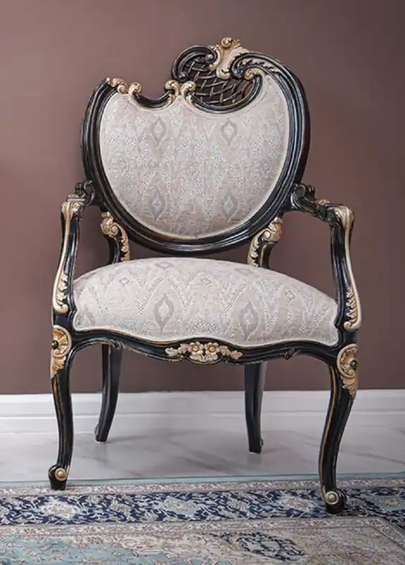 Bestpreis Casa Padrino Luxus Barock Sessel Rechte Seite Grau / Schwarz / Gold - Barock Möbel - Made in Italy
