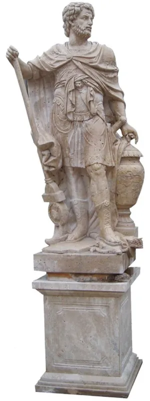 Jetzt Bestellen Casa Padrino Antik Stil Marmor Skulptur Römer auf Säule linke Seite Beige H. 280 cm