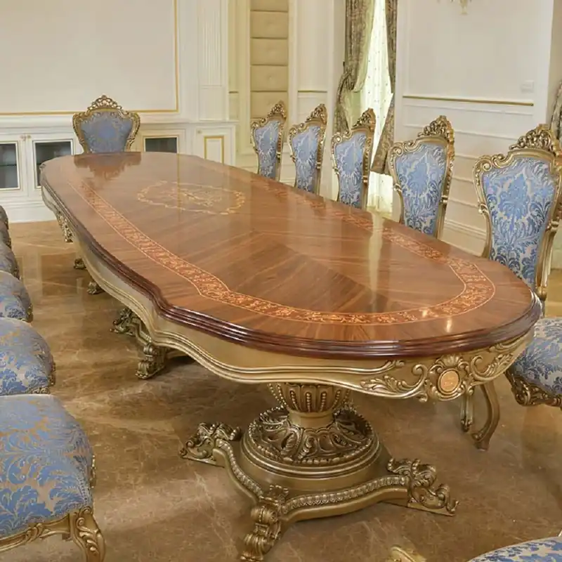 Jetzt Bestellen Casa Padrino Luxus Barock Esstisch Braun Intarsien / Gold 420 cm - Barock Möbel - Made in Italy