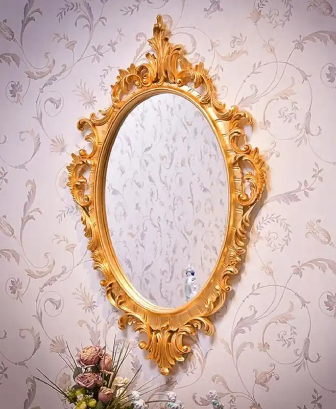 Aktuell Casa Padrino Luxus Barock Spiegel Gold H. 109 cm - Ovaler Barockstil Wandspiegel - Made in Italy