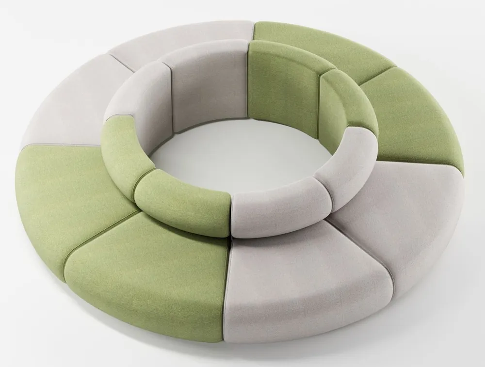 Casa Padrino Luxus Sofa Grau / Grün Ø 340 x H. 72 cm - Rundes Modulares Sofa - Luxus Möbel Direkt Vom Hersteller