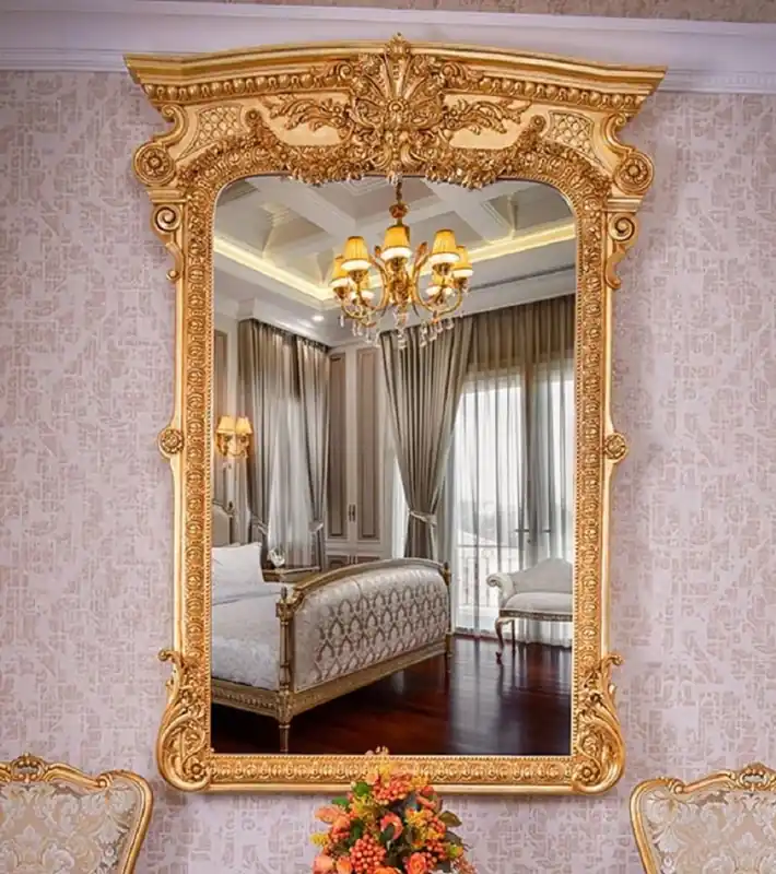 Geprüft Casa Padrino Luxus Barock Spiegel Gold H. 175 cm - Prunkvoller Barockstil Wandspiegel - Made in Italy