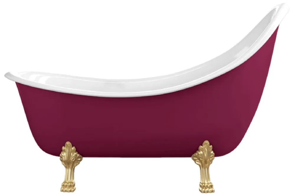 Casa Padrino Jugendstil Badewanne Lila / Weiß / Gold 180 cm - Freistehende Retro Stil Badewanne Billig