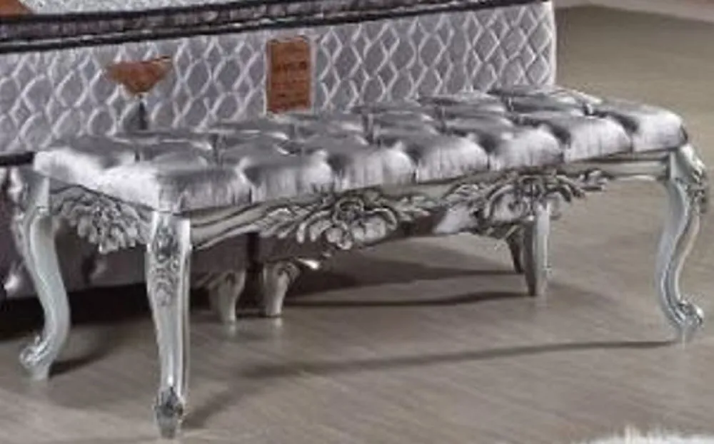 Heißes Angebot Casa Padrino Barock Samt Sitzbank Silber - Prunkvolle Barock Möbel