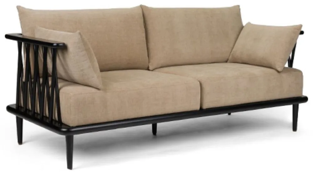 Top-Seller Casa Padrino Luxus Sofa Beige / Schwarz 169,5 cm - Luxus Wohnzimmer Möbel
