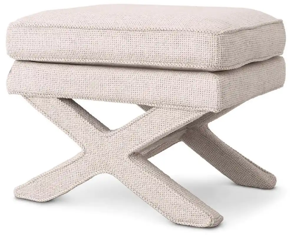 Geprüft Casa Padrino Luxus Hocker Cremeweiß - Rechteckiger Sitzhocker - Kreuzhocker - Luxus Möbel