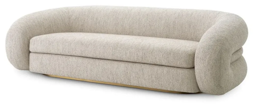 Kracherpreis Casa Padrino Luxus Sofa Hellgrau / Messing 230 cm - Luxus Wohnzimmer & Hotel Möbel