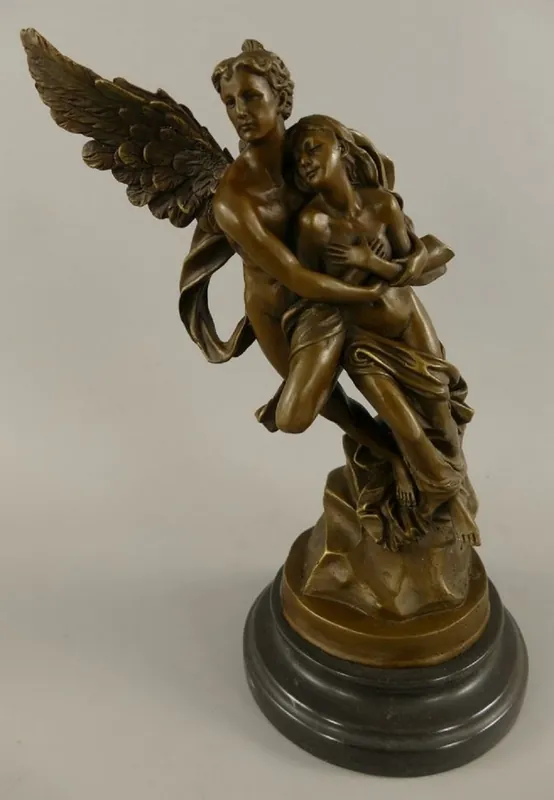 Begrenztes Angebot Casa Padrino Jugendstil Bronze Deko Figur Armor & Psyche Bronze / Schwarz H. 31 cm