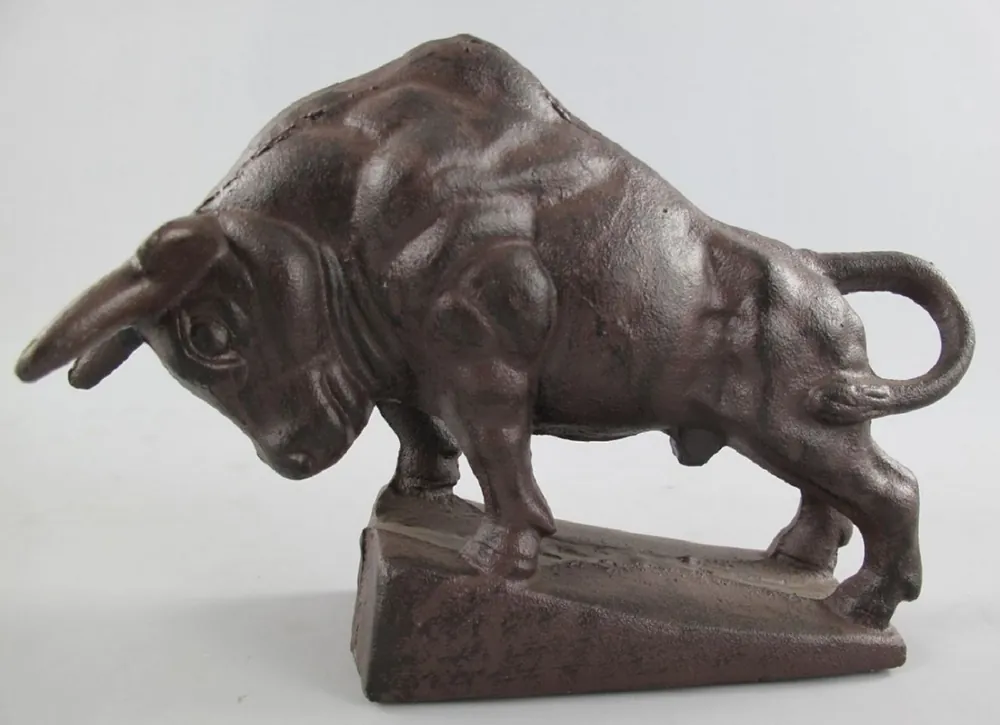 Casa Padrino Metall Deko Figur Stier Braun 27 cm - Schreibtisch Dekofigur Solange Der Vorrat Reicht
