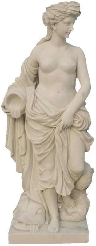 Casa Padrino Jugendstil Garten Deko Marmor Skulptur Frau Beige H. 180 cm Schneller Versand