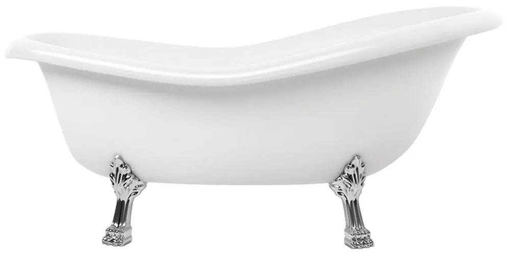 Must-Have Casa Padrino Jugendstil Badewanne Weiß / Silber 168 cm - Freistehende Retro Stil Badewanne
