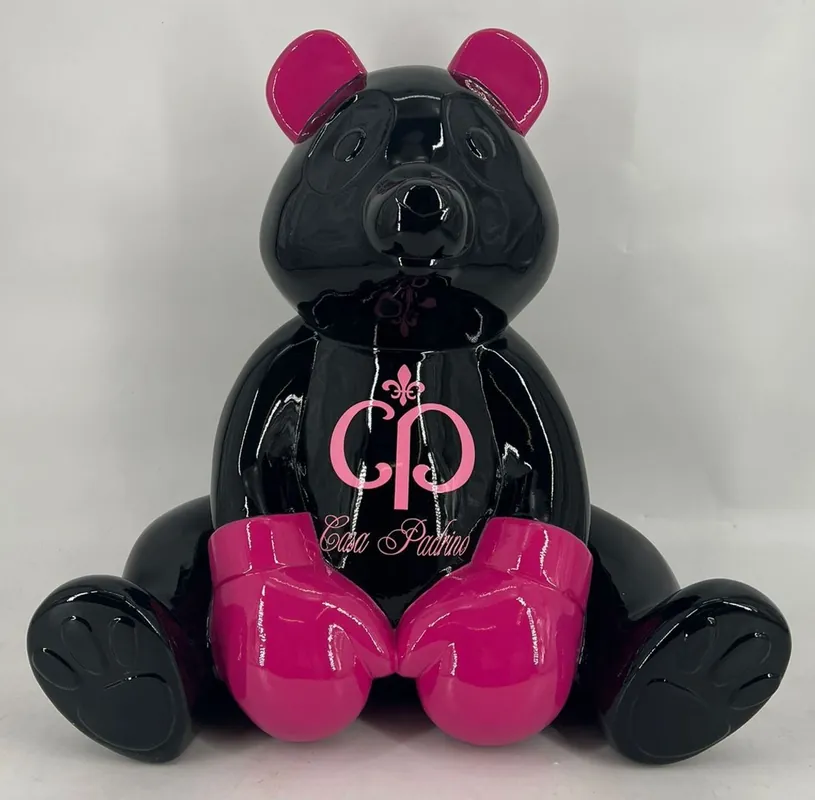 Neu Casa Padrino Luxus Deko Figur Boxer Teddybär Schwarz / Lila 50 cm - Deko Skulptur