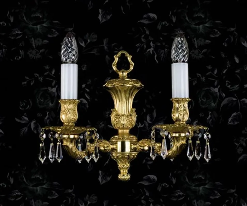 Casa Padrino Luxus Barock Kristall Doppel Wandleuchte Gold 33 cm Expressversand