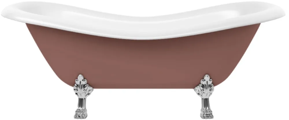 Sonderaktion Casa Padrino Jugendstil Badewanne Braun / Weiß / Silber 188 cm - Freistehende Retro Stil Badewanne