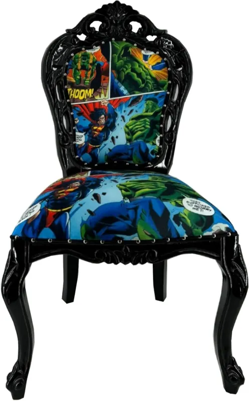 Billig Casa Padrino Luxus Barock Esszimmer Stuhl mit Comic Design Bunt / Schwarz - Barock Essimmer Möbel