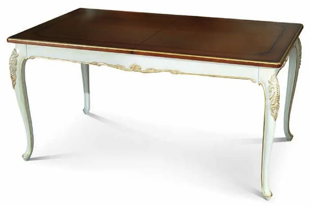 Geprüft Casa Padrino Luxus Barock Esstisch Braun / Weiß / Gold 160-250 cm - Barock Möbel - Made in Italy