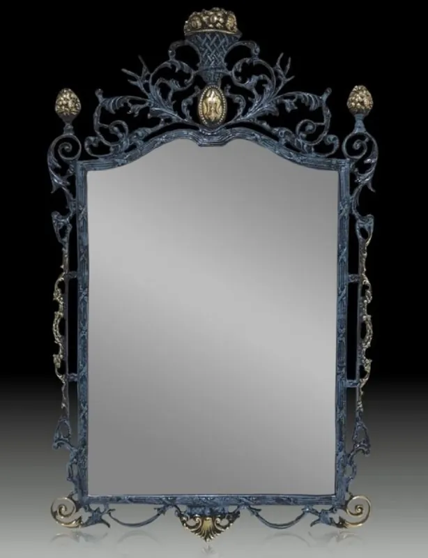Mega-Angebot Casa Padrino Luxus Barock Bronze Spiegel Blau / Gold H. 95 cm - Barock Möbel