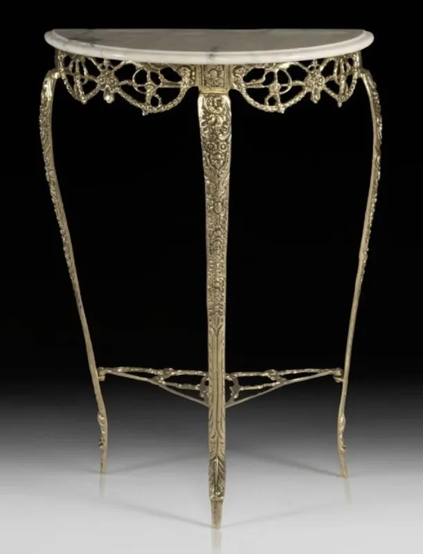 Kracherpreis Casa Padrino Luxus Barock Konsole mit Marmorplatte Gold / Creme H. 80 cm - Barock Möbel