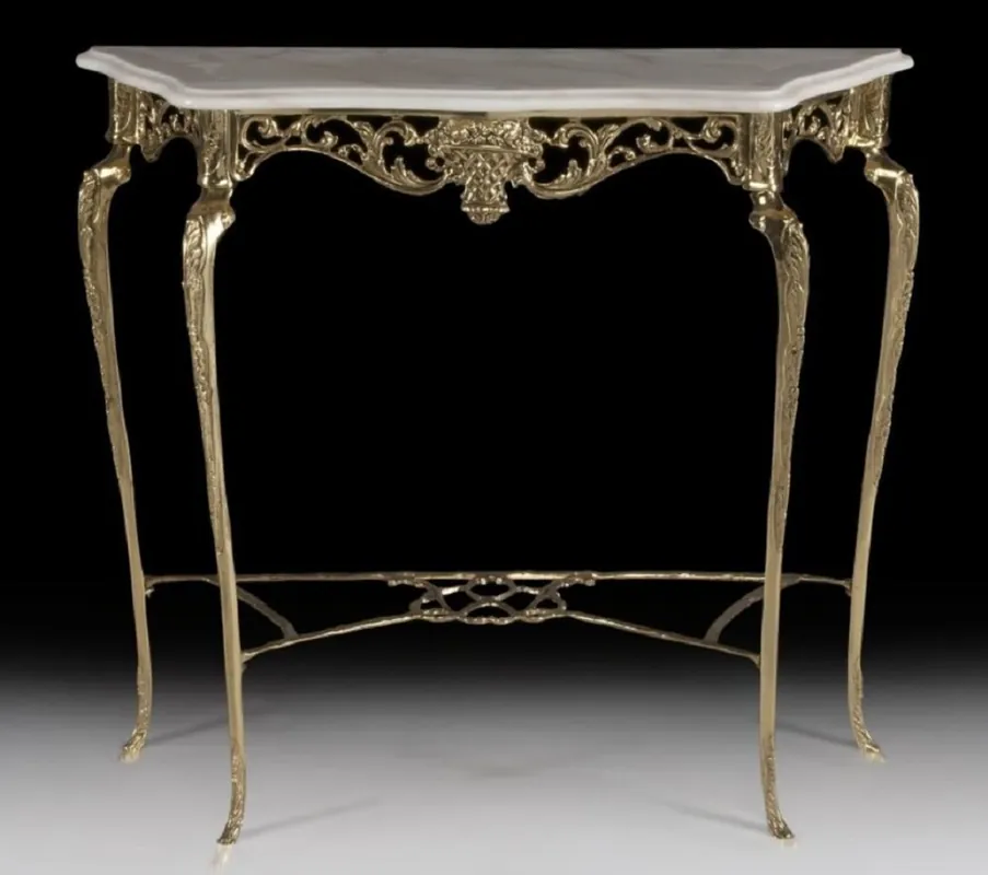 Sichere Zahlung Casa Padrino Luxus Barock Konsole mit Marmorplatte Gold / Creme 99 x H. 85 cm - Barock Möbel