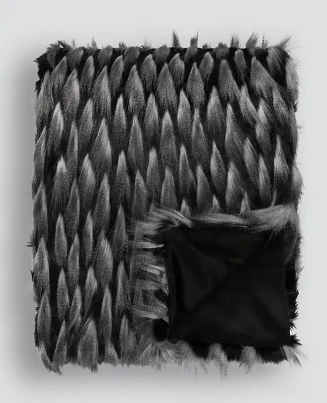 Heißes Angebot Casa Padrino Luxus Tagesdecke Schwarz / Grau 150 x 180 cm - Kunstpelz Wohndecke