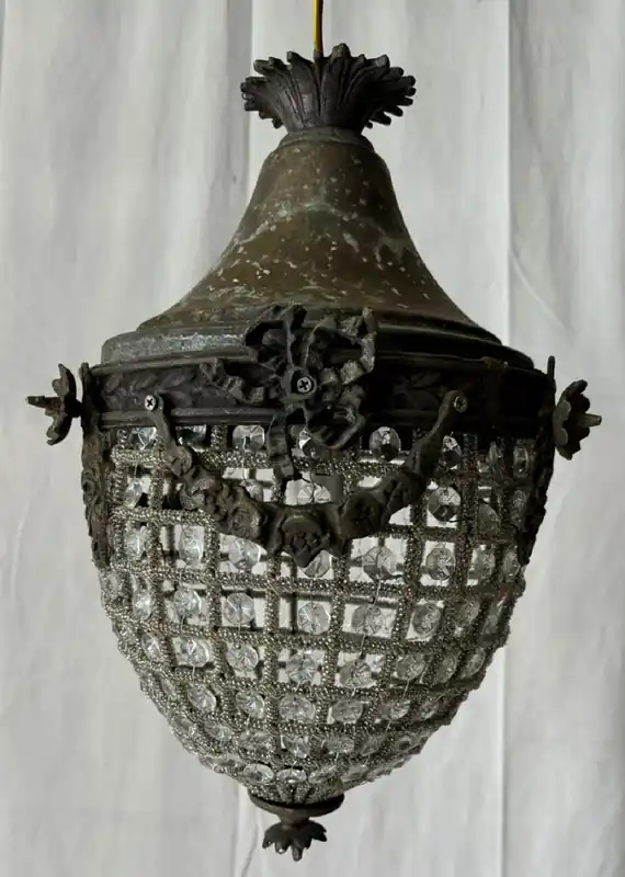 Jetzt Bestellen Casa Padrino Barock Kristall Hängeleuchte Oxidiert H. 35 cm - Barock Leuchten