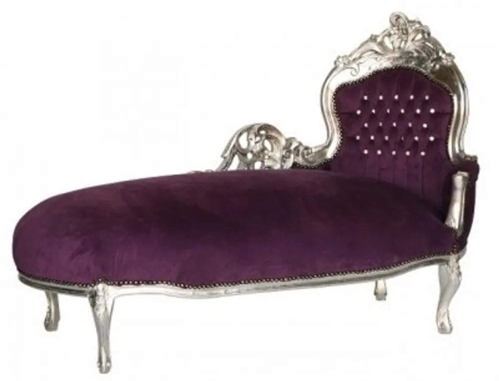 Casa Padrino baroque chaise longue "King" Purple / Silver with bling bling rhinestones Billig