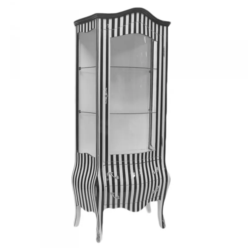 Meistverkauft Casa Padrino baroque display case in black / white stripe - Display cabinet - cupboard