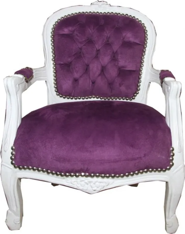 Highlight Casa Padrino Baroque Salon Chair Purple / White - Children's Furniture