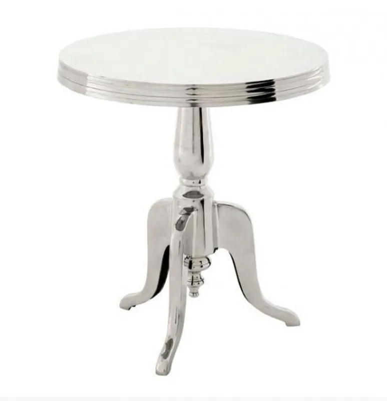 Mega-Angebot Casa Padrino designer luxury table Silver Height 60 cm, diameter 55 cm - Stainless steel Stool - Nickel Finish