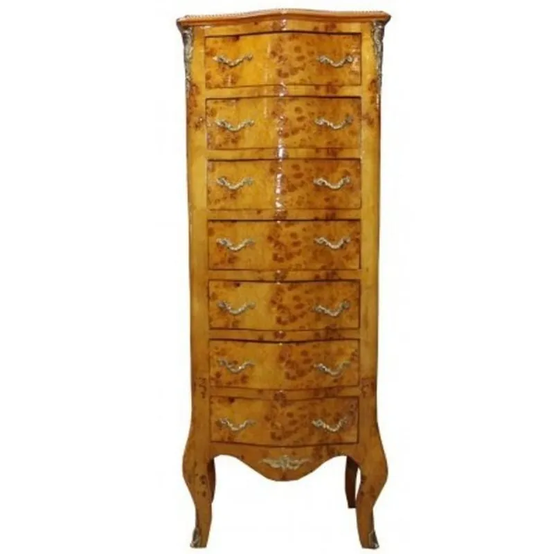 Casa Padrino Baroque chest of drawers with 7 drawers Light Brown Model - Mahogany Beliebt